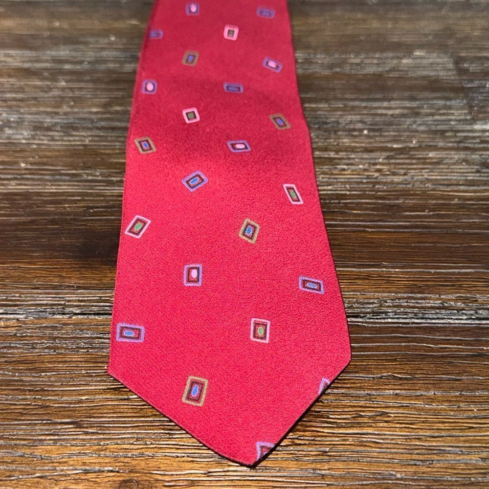 Vintage Fendi Red Tie with Shapes Silk Made in Italy